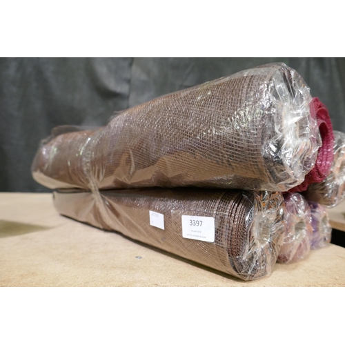 3397 - Six 50 x 9m rolls, brown & purple craft mesh