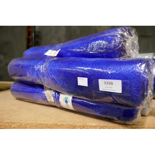 3398 - Six 50 x 9m rolls, blue & grey craft mesh