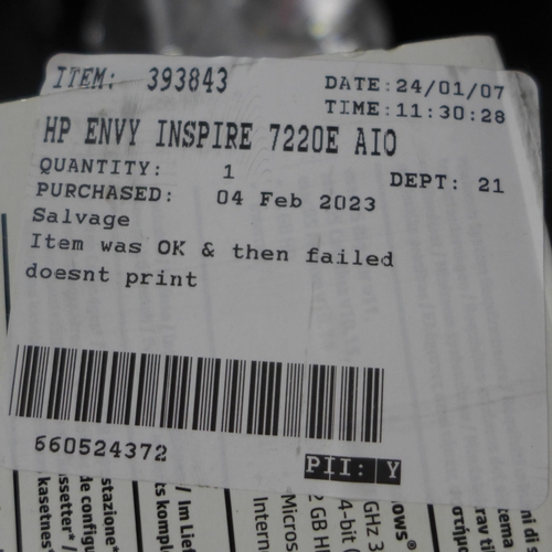 3043 - Hp Envy Inspire 7220E Aio printer  (317-314) *This lot is subject to VAT