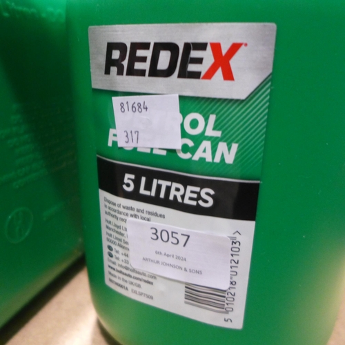 3057 - 2x Redex Fuel Cans - 5L (317-630) *This lot is subject to VAT