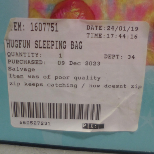 3063 - Hugfun Sleeping Bag  (317-641) *This lot is subject to VAT