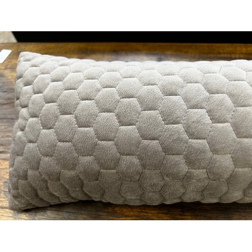 1460 - A Kilburn & Scott taupe honeycomb stitched plush velvet draught excluder (20x85cm)