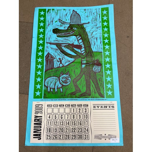 253A - A Sean Star Wars hand painted woodblock print calendar