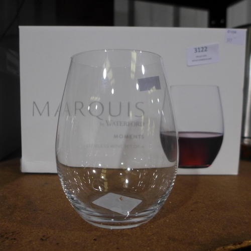 3122 - WaterFord Marquis Stemless Wine Glasses                    (317-627) *This lot is subject to VAT