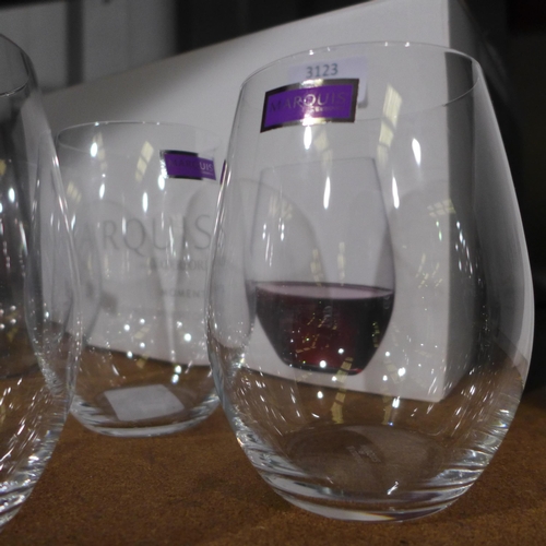 3123 - WaterFord Marquis Stemless Wine Glasses                   (317-628) *This lot is subject to VAT