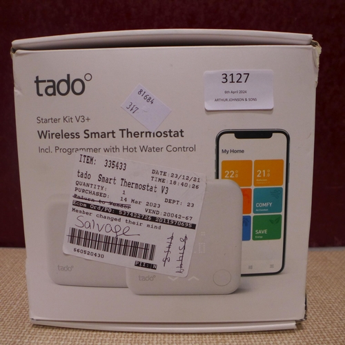 3127 - Tado Smart Thermostat V3+ with Hot Water Control , Original RRP £134.99 + VAT (317-605) *This lot is... 