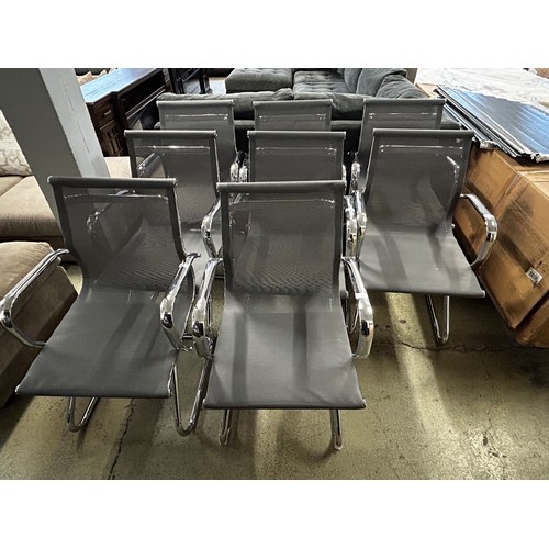 1547 - Eight chrome and grey chairs