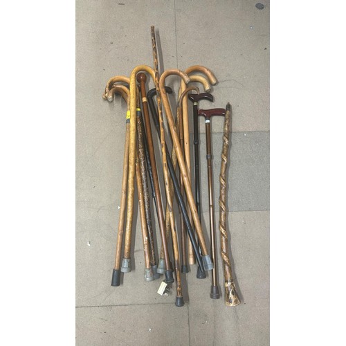 295 - A collection of walking sticks and canes