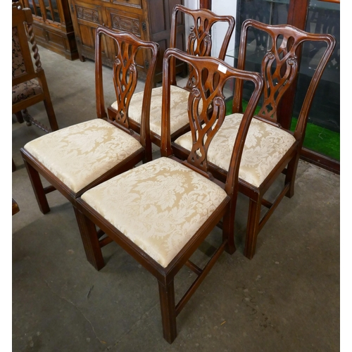 115 - A set of four Chippendale Revival mahogany dining chairs