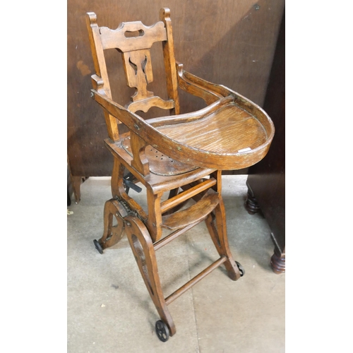 156 - A Victorian beech metamorphic child's high chair