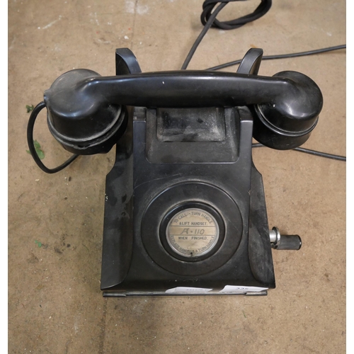 225 - A Bakelite telephone, with plaque marked Ericsson Mining Table Telephone