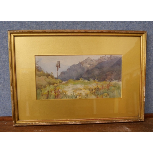 229 - Three landscape watercolours, one indistinctly signed, framed