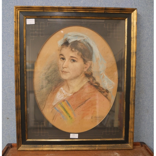 230 - K. Bernheim, portrait of a woman, pastel, dated 1890, framed