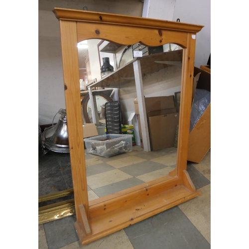 275 - A pine wall hanging mirror and one other