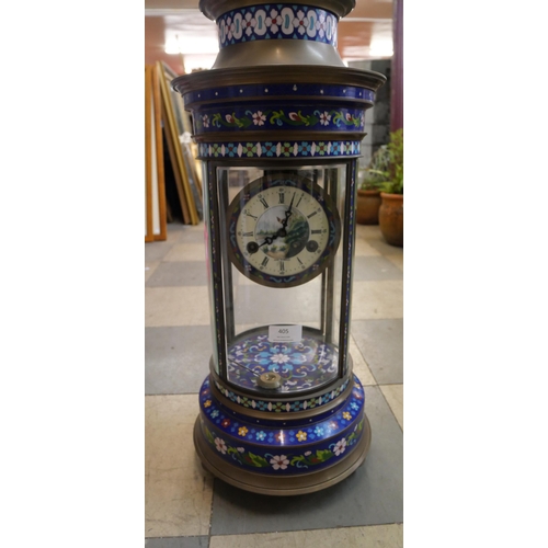 277 - A French style gilt metal and blue champleve enamelled temple clock