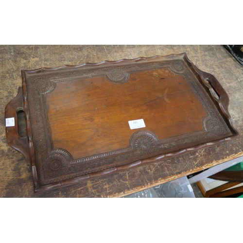 285 - An Eastern carved hardwood tray