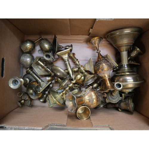 296 - A collection of brassware, including candlesticks, decorative items etc.