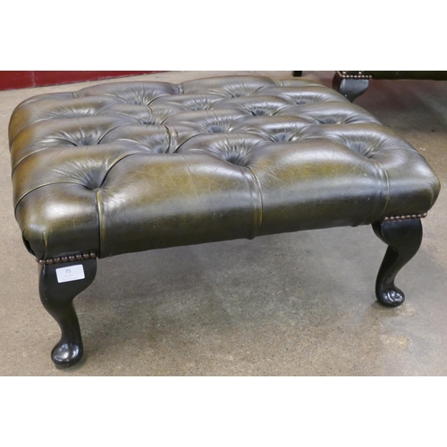 75 - A green leather Chesterfield stool