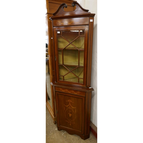 97 - An Edward VII inlaid mahogany corner cabinet