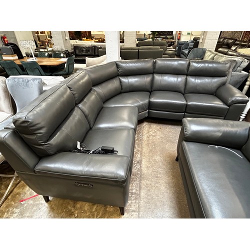 1304 - Grace Grey Leather Corner power Recliner, Original RRP £1458.33 + VAT (4200-33) *This lot is subject... 