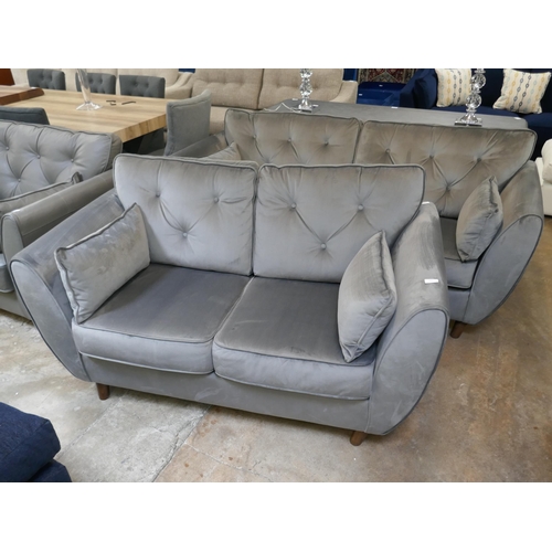 1316 - A grey velvet Hoxton three seater sofa and two seater sofa RRP £1578