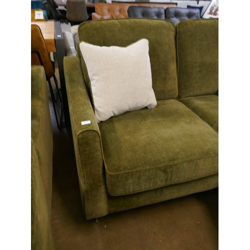 1326 - A forest green velvet two seater sofa and armchair RRP £1598