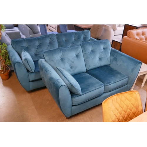 1332 - A turquoise Hoxton three seater sofa and two seater sofa