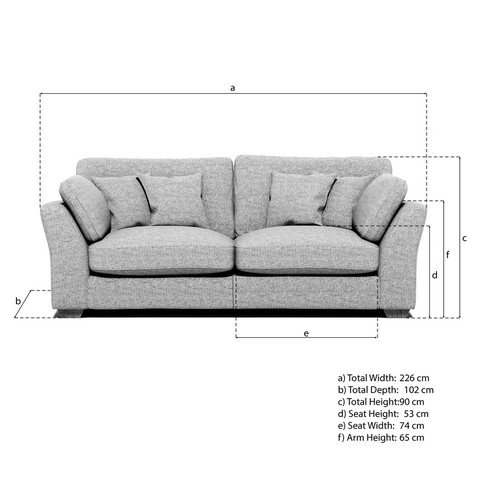 1363 - Selsey 3 seater Denim Fabric Sofa, Original RRP £833.33 + VAT (4200-21) *This lot is subject to VAT