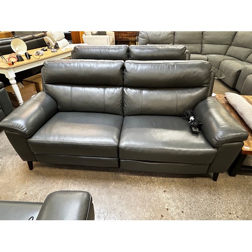 1394 - Grace Grey Leather 2.5 Seat power Recliner sofa, Original RRP £874.99 + VAT (4200-39) *This lot is s... 