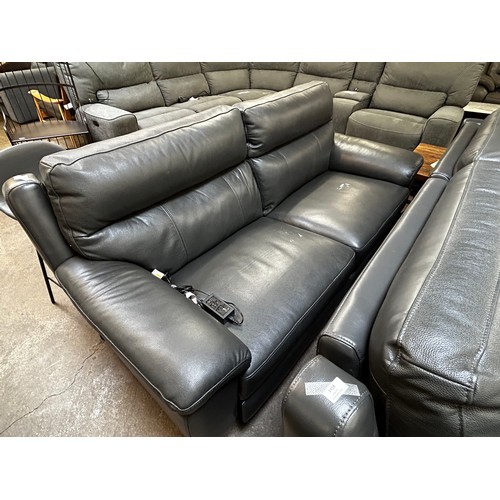 1395 - Grace Grey Leather 2.5 Seat power Recliner sofa, Original RRP £874.99 + VAT (4200-38) *This lot is s... 