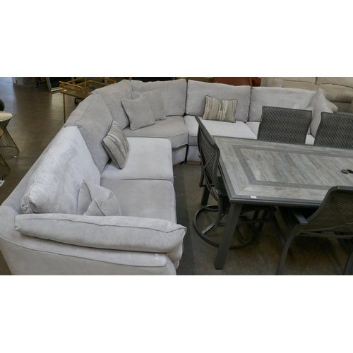 1443 - A Barker & Stonehouse magnesium velvet corner sofa and footstool RRP £3295