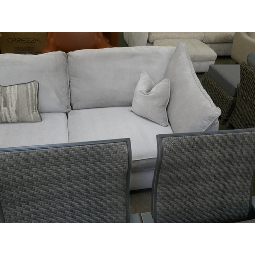 1443 - A Barker & Stonehouse magnesium velvet corner sofa and footstool RRP £3295