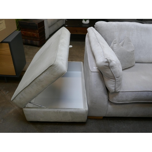 1443 - A Barker & Stonehouse magnesium velvet corner sofa and footstool RRP £3295