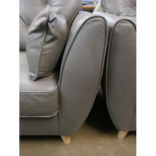 1496 - A Hoxton grey leather love seat RRP £1539