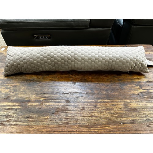 1473 - A Kilburn & Scott taupe honeycomb stitched plush velvet draught excluder (20x85cm)