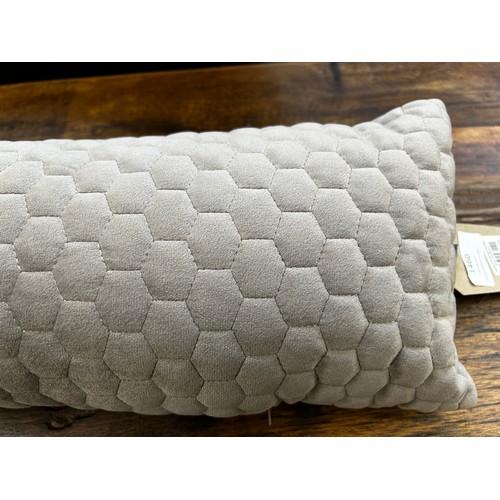 1473 - A Kilburn & Scott taupe honeycomb stitched plush velvet draught excluder (20x85cm)