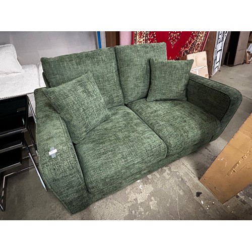 1527 - A Hopsack Green Fabric Two seater sofa