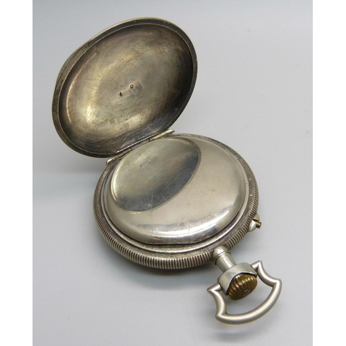 1003 - A Sandoz & Co. pocket watch, the case back depicts three figures tending the field, dial cracked