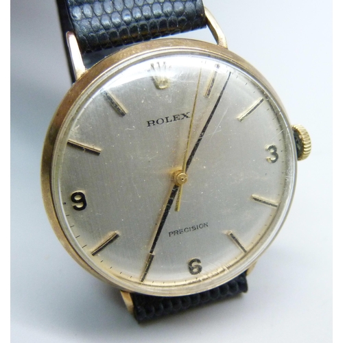 1015 - A 9ct gold cased Rolex Precision wristwatch, the case back bears inscription dated 1975, 31mm case