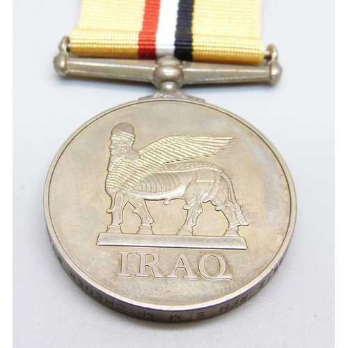 1021 - An Iraq medal, 25226612 RFN. S. M. Mitchener, Rifles