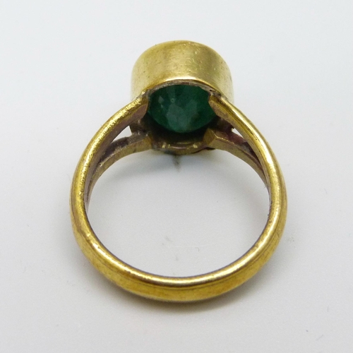 1038 - An emerald ring with certificate, 6.25 carat emerald, ring size O