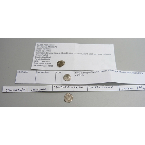 1044 - Coins; Three Edward I silver farthings