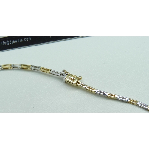 1067 - A 14ct bi-colour gold necklace, with certificate, 0.3 carat diamond weight, 1.80 carat lab Sultanite... 