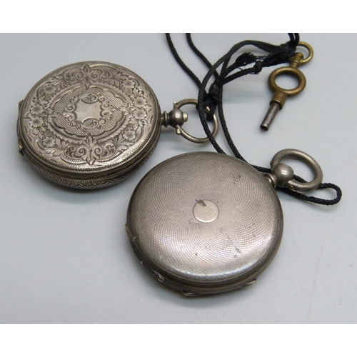 Two silver fob watches