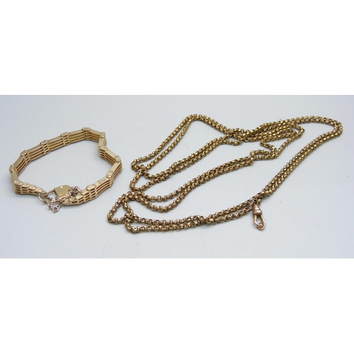 1104 - A plated gate bracelet and guard chain