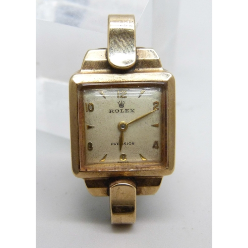 1113 - A lady's 9ct gold Rolex Precision wristwatch, no crown