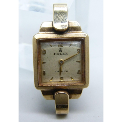 1113 - A lady's 9ct gold Rolex Precision wristwatch, no crown