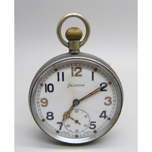 1114 - A Helvetia military issue pocket watch, GS/TP, 165249