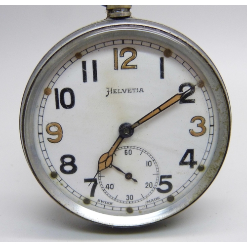 1114 - A Helvetia military issue pocket watch, GS/TP, 165249