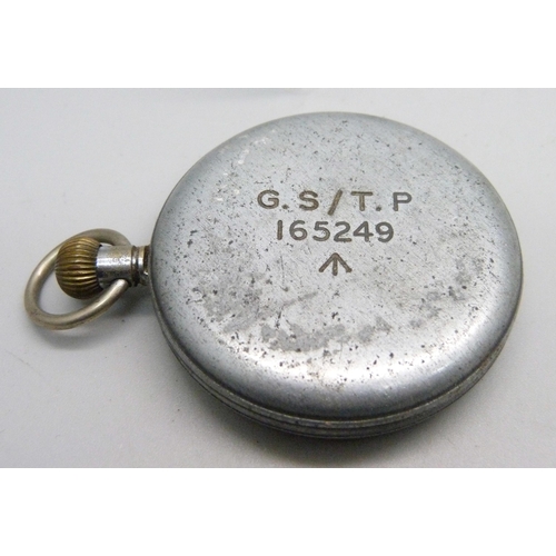 1114 - A Helvetia military issue pocket watch, GS/TP, 165249